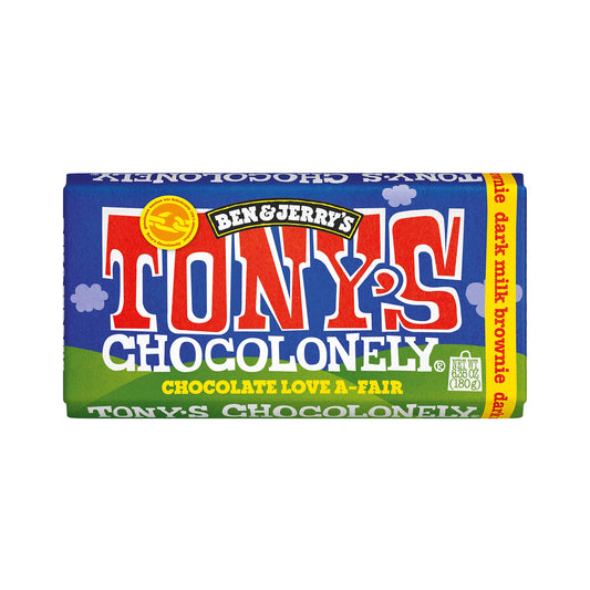 Tony's Chocolonely x Ben & Jerry's Dunkle Vollmilchschokolade 42% mit Brownie Stücken | 180g