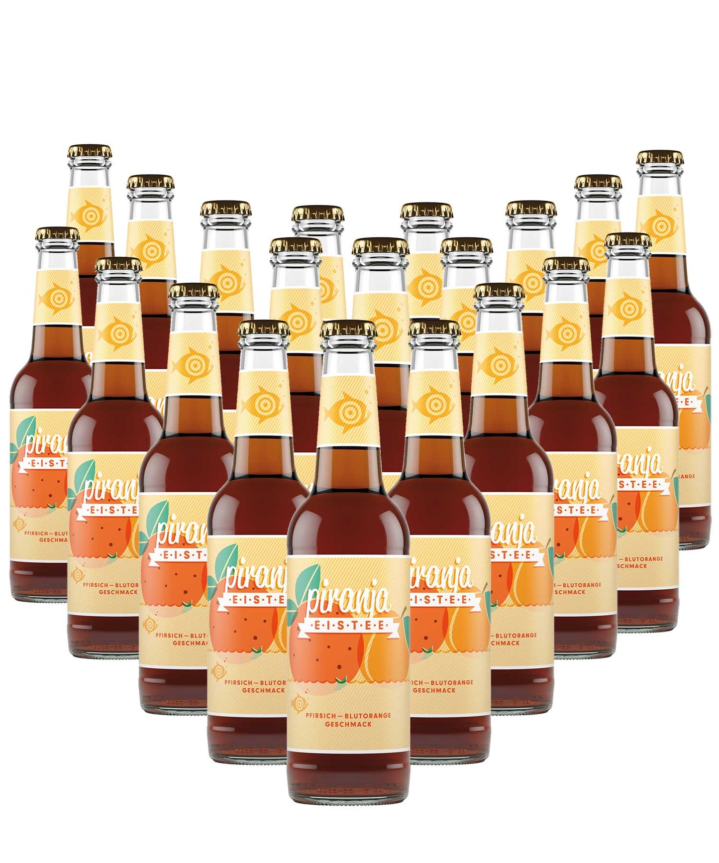 piranja-eistee pfirsich-blutorange | 20 x 0,25l