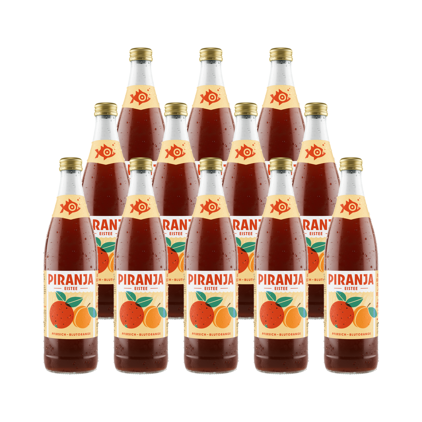 PIRANJA-EISTEE Pfirsich-Blutorange | 12x0,5l