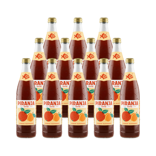 PIRANJA-EISTEE Pfirsich-Blutorange | 12x0,5l