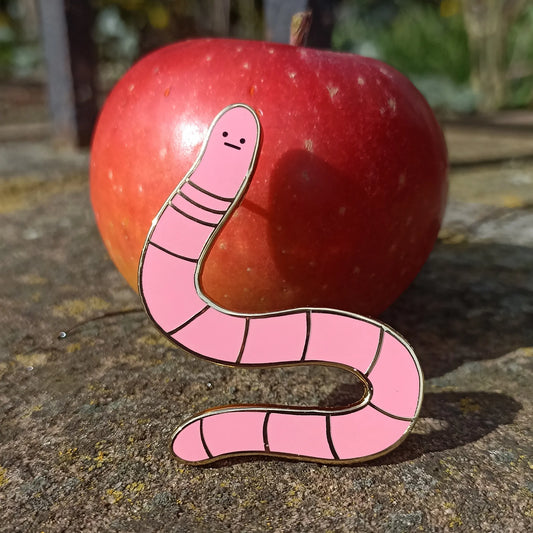 War and Peas | Golden Enamel Pin "Worm"