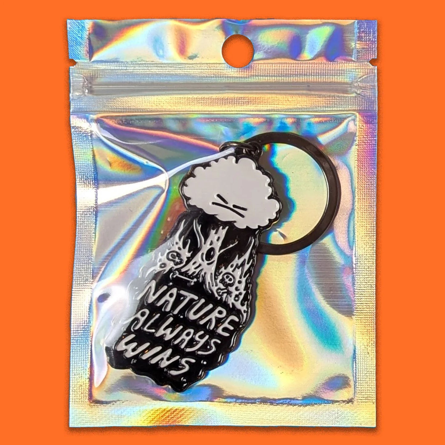 War and Peas | Nature Always Wins Enamel Metal Keychain
