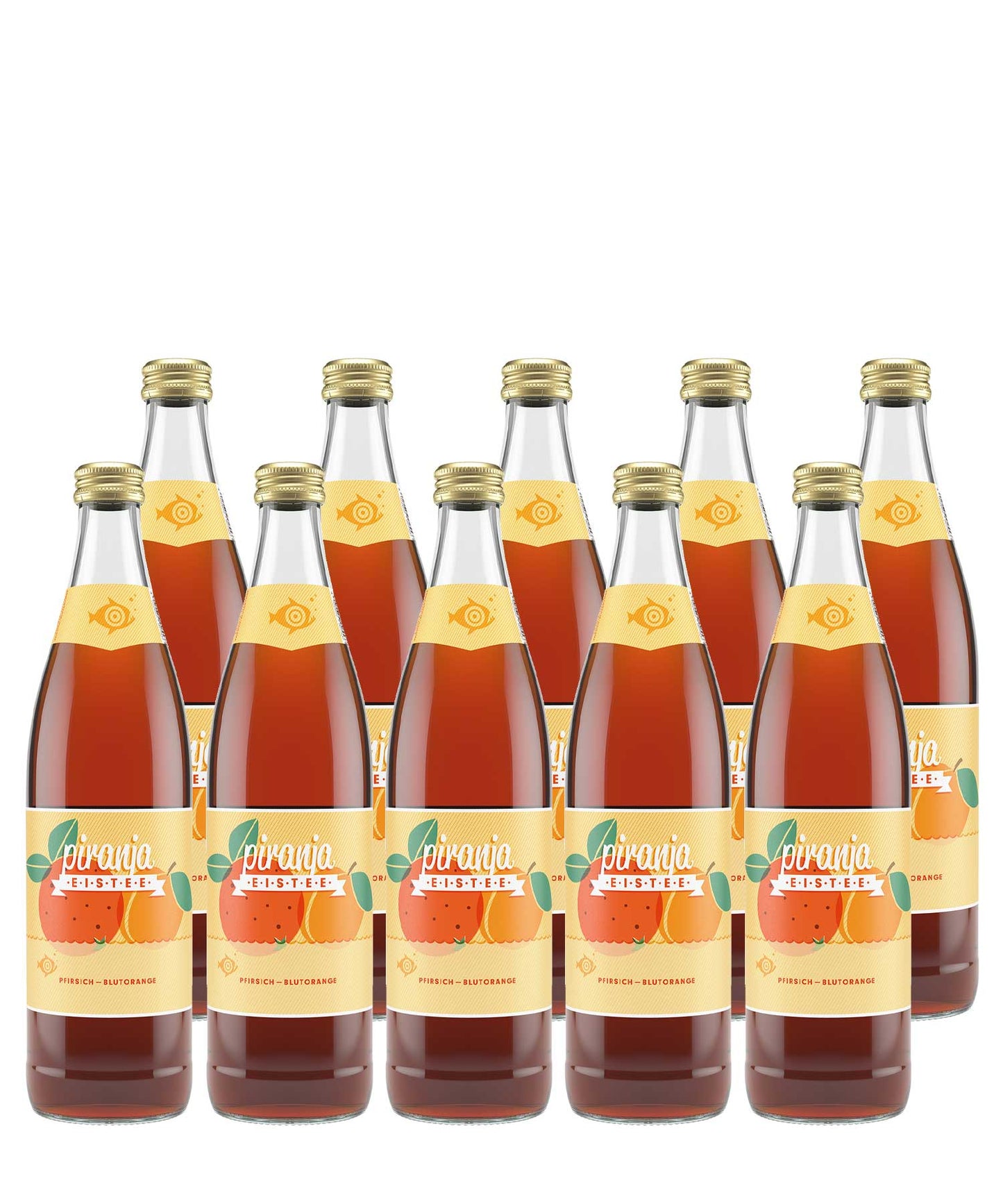 piranja-eistee pfirsich-blutorange | 10 x 0,5l