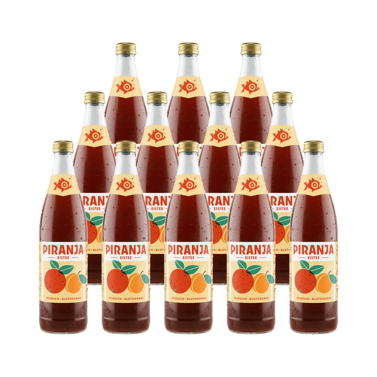 PIRANJA-EISTEE Pfirsich-Blutorange | 12x0,5l