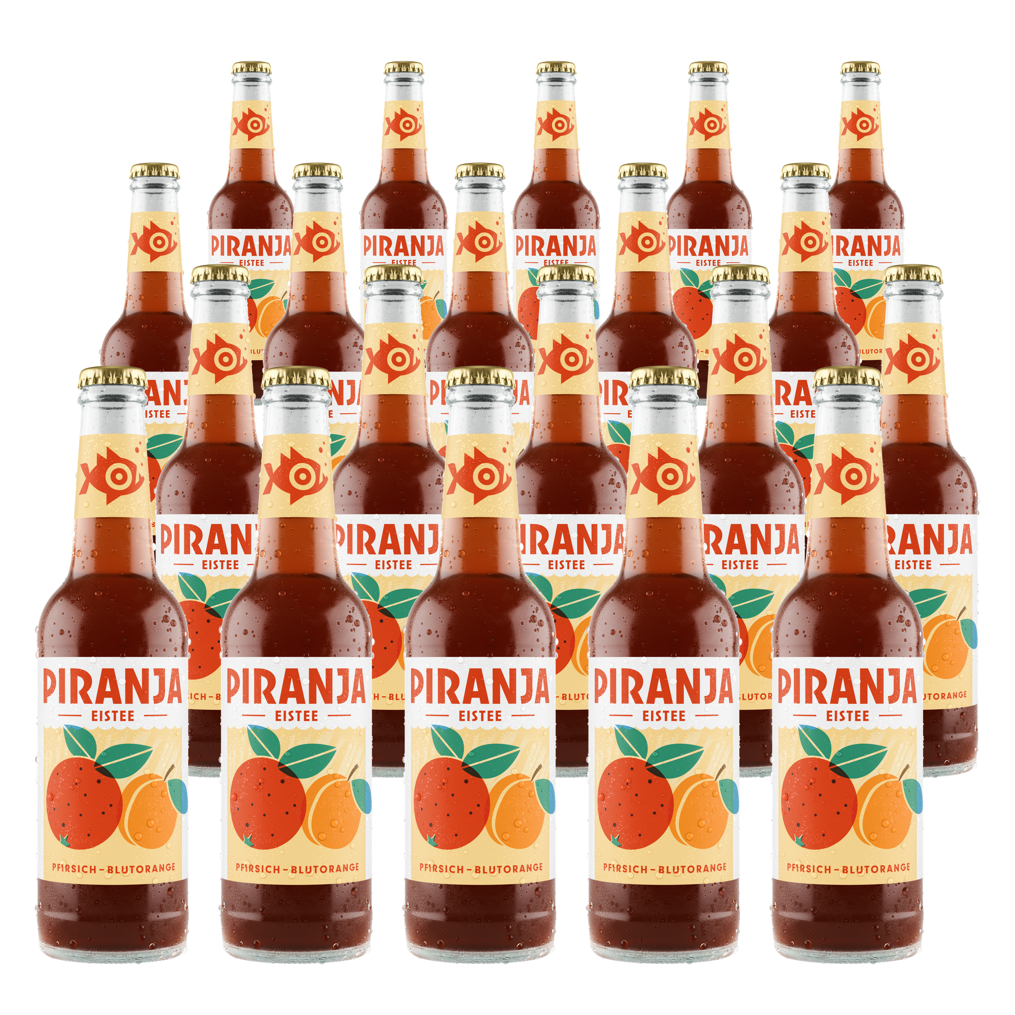 PIRANJA-EISTEE Pfirsich-Blutorange | 20x0,25l