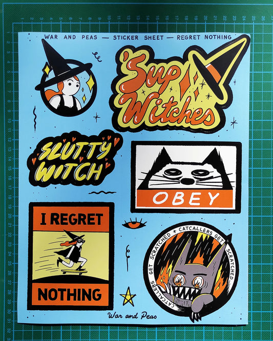 War and Peas Sticker | Regret Nothing – XL Sticker Sheet